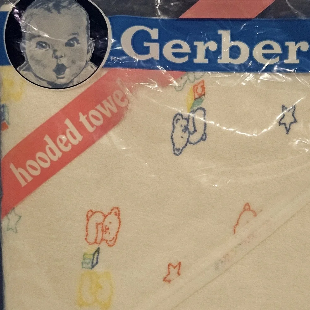 Vintage 1989 Gerber Hooded Baby Towel New Sealed Made In USA Nursery